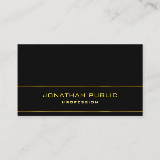 Modern Charming Black Gold Template Elegant Trendy Business Card (Front)