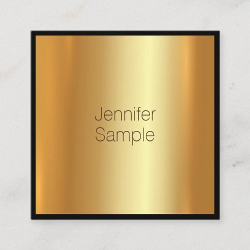Modern Charming Glamorous Golden Fine Plain Square Business Card