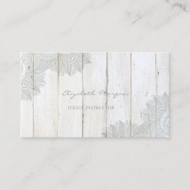 Modern  Charming,Lace,Wood Texture Business Card (Front)