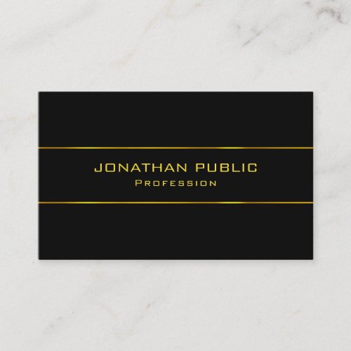 Modern Charming Template Elegant Gold Name Black Business Card