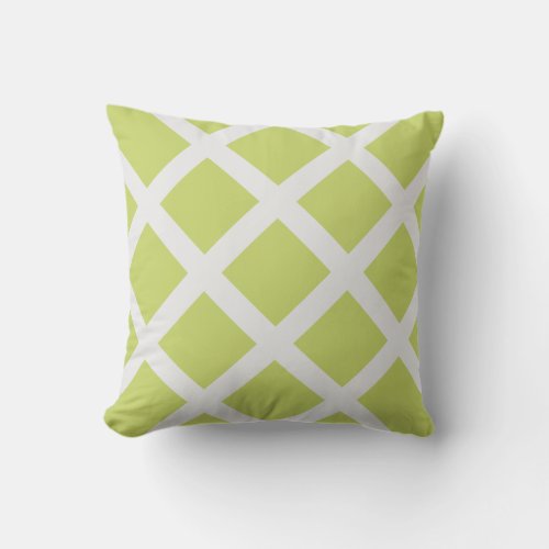 Modern Chartreuse and White Criss Cross Stripes Throw Pillow