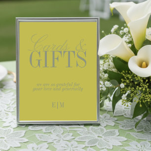 Modern Chartreuse Cards and Gifts Wedding Sign