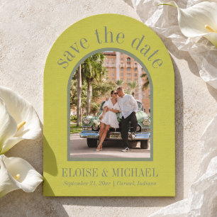Modern Chartreuse Citrus Wedding Arch Photo Save The Date