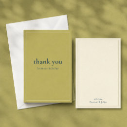 Modern Chartreuse Editorial Wedding Thank You Card