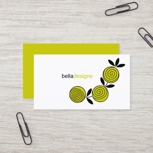 Customizable Modern Chartreuse Floral Business Cards