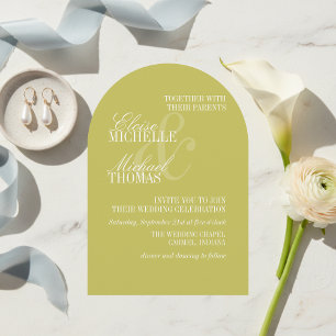Modern Chartreuse Formal Arch Wedding  Invitation