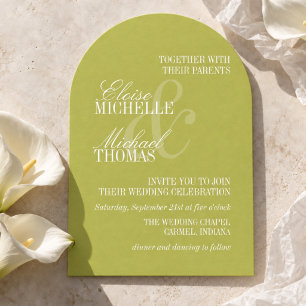 Modern Chartreuse Formal Arch Wedding Invitation