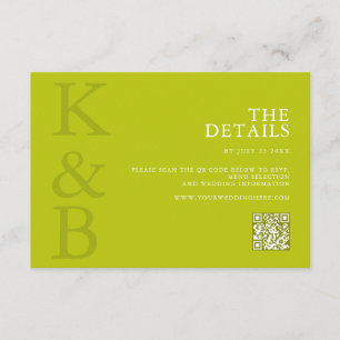 Modern Chartreuse Minimalist Wedding Enclosure Card