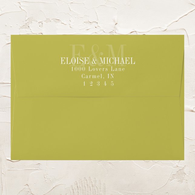 Modern Chartreuse Monogram Wedding Envelope (Modern Chartreuse Monogram Wedding Envelope
)