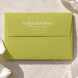 Modern Chartreuse Monogram Wedding Envelope