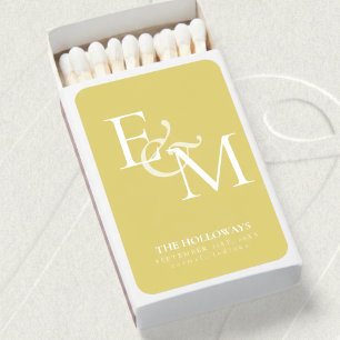 Modern Chartreuse Monogram Wedding Matchboxes
