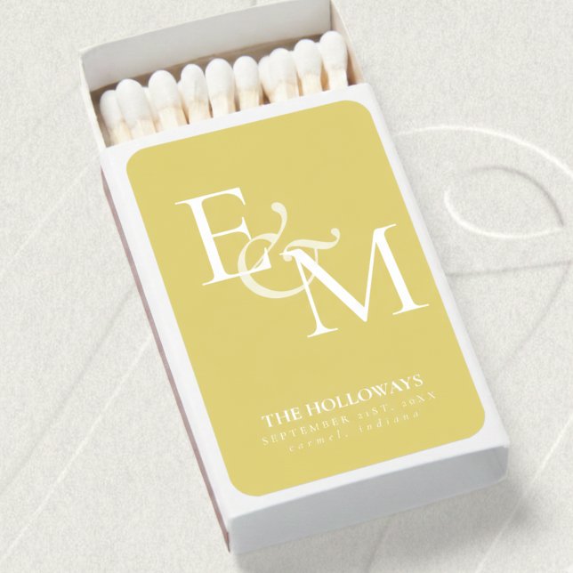 Modern Chartreuse Monogram Wedding Matchboxes (Modern Chartreuse Monogram Wedding Matchboxes)