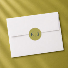 Modern Chartreuse Monogram Wedding Sticker