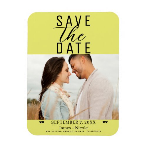 Modern Chartreuse Save the Date Wedding Photo Magnet