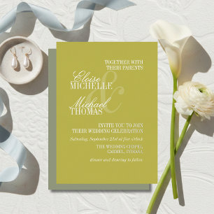 Modern Chartreuse Script Formal Wedding Foil Invitation