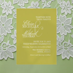 Modern Chartreuse Script Formal Wedding Foil Invitation