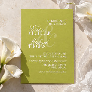 Modern Chartreuse Script Formal Wedding Foil Invitation