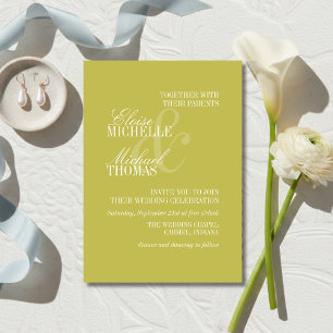 Modern Chartreuse Script Formal Wedding Invitation