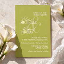 Modern Chartreuse Script Formal Wedding