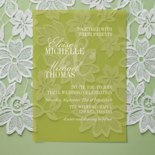 Modern Chartreuse Script Formal Wedding Vellum Invitations (Modern Chartreuse Script Formal Wedding Vellum Invitations)