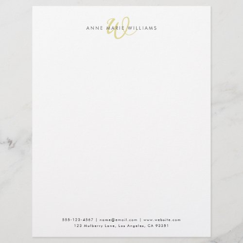 Modern Chartreuse Script Monogram Letterhead