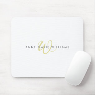 Modern Chartreuse Script Monogram Mouse Pad