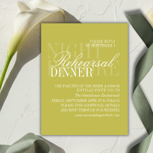 Modern Chartreuse Script Wedding Rehearsal Enclosure Card