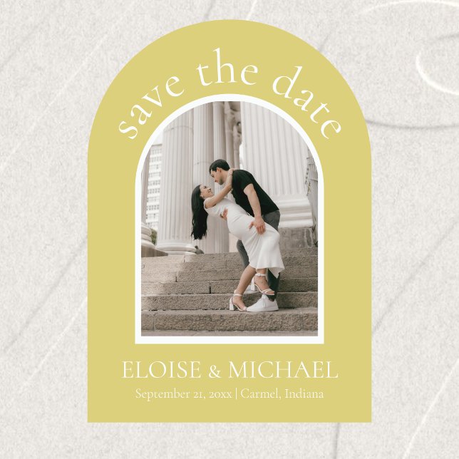 Modern Chartreuse Wedding Arch Photo Save The Date (Modern Chartreuse Wedding Arch Photo Save The Date)