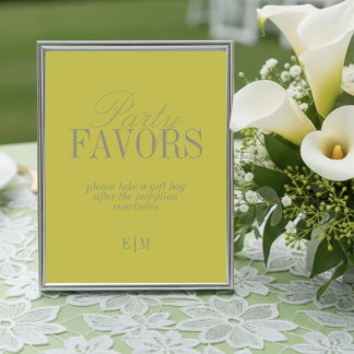 Modern Chartreuse Wedding Favor Take One Sign