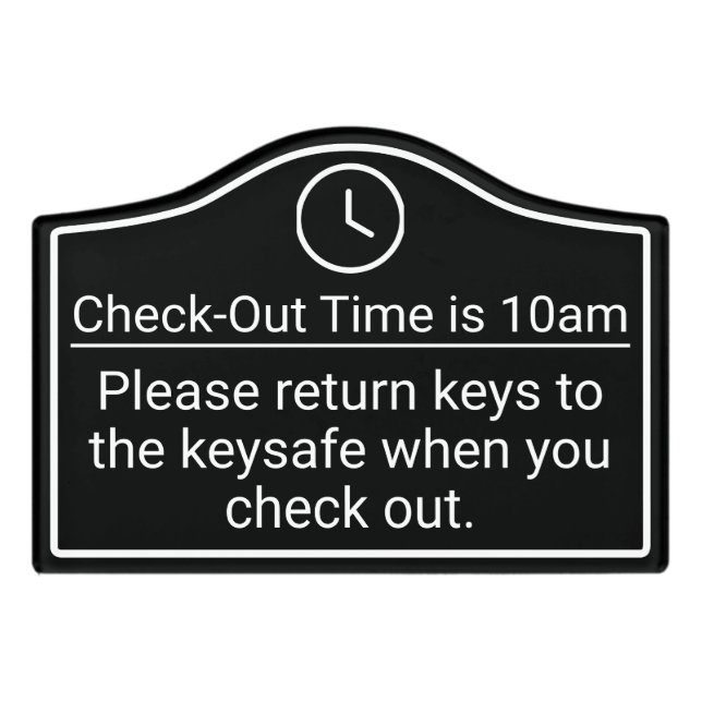 Modern Check-out Instructions Vacation Rental Sign (Small Crest Front)