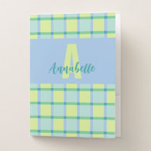 Modern Checker Blue Green Monogram