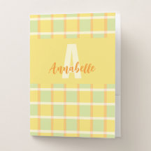 Modern Checker Green Yellow Orange Monogram