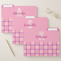 Modern Checker Pink Purple Monogram