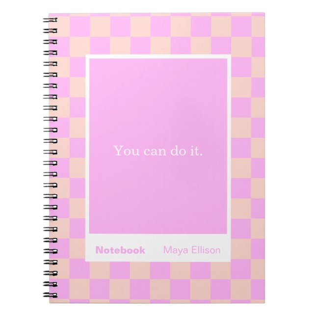 Modern Checkerboard Block Quote Classic Notebook (Front)