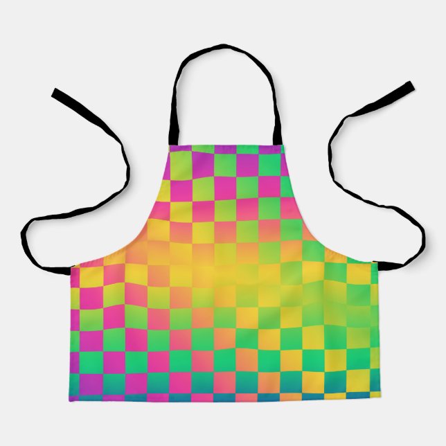 Modern Checkerboard Colorful Pattern Apron (Front)