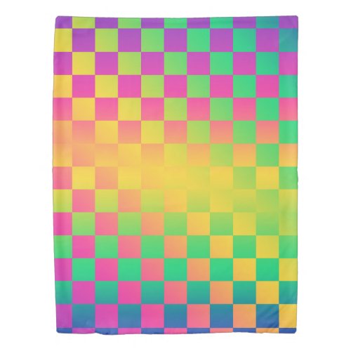 Modern Checkerboard Colorful Pattern Duvet Cover