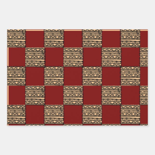 Modern Checkerboard Geometric pattern  Wrapping Paper Sheets (Front)