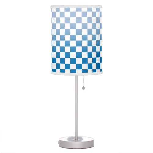 Modern Checkered Blue Gradient and White Pattern Table Lamp