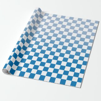 Modern Checkered Blue Gradient and White Pattern Wrapping Paper