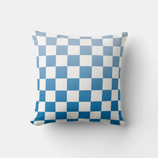 Modern Checkered Blue Gradient White Pattern Throw Pillow