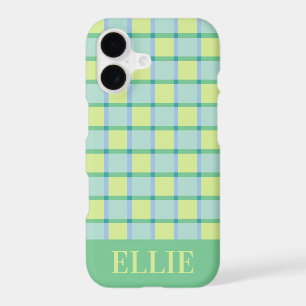 Modern Checkered Blue Green Lime Custom iPhone 17 Case