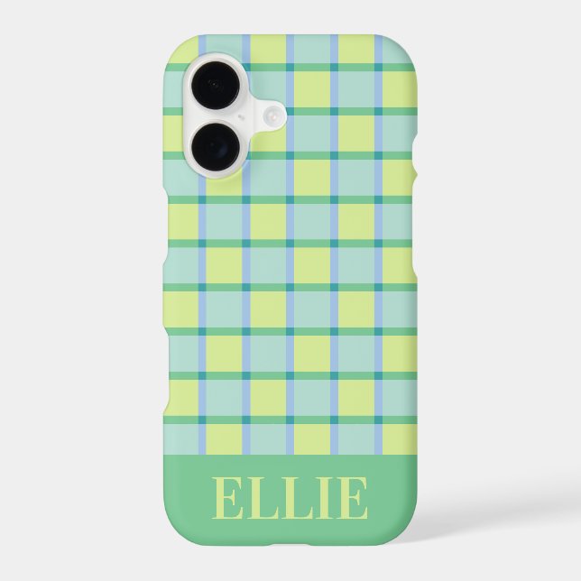 Modern Checkered Blue Green Lime Custom Case-Mate iPhone Case (Back)