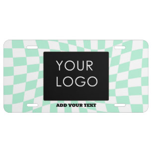 Modern Checkered Mint Customizable Company Logo License Plate