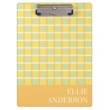 Modern Checkered Pastel Green Yellow Orange Name