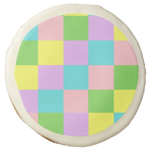 Modern Checkered Pattern Pink Purple Yellow Blue  Sugar Cookie