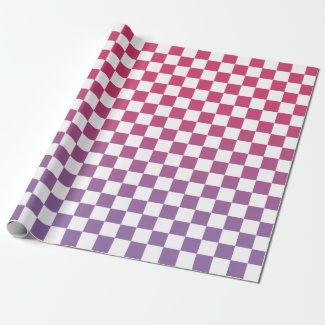 Modern Checkered Pink to Purple Gradient Pattern Wrapping Paper