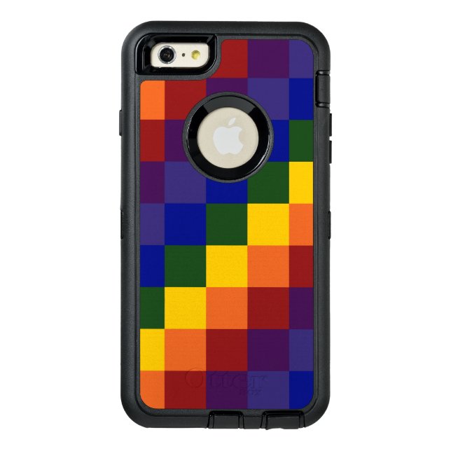 Modern Checkered Rainbow Blocks Otterbox iPhone Case (Back)