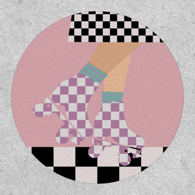 Modern Checkered Roller Skating Girl Art Checks    Patch (Front)