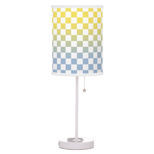 Modern Checkered Yellow to Blue Gradient Pattern Table Lamp