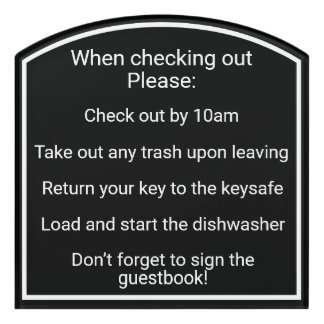 Modern Checkout Rules Vacation Rental Sign